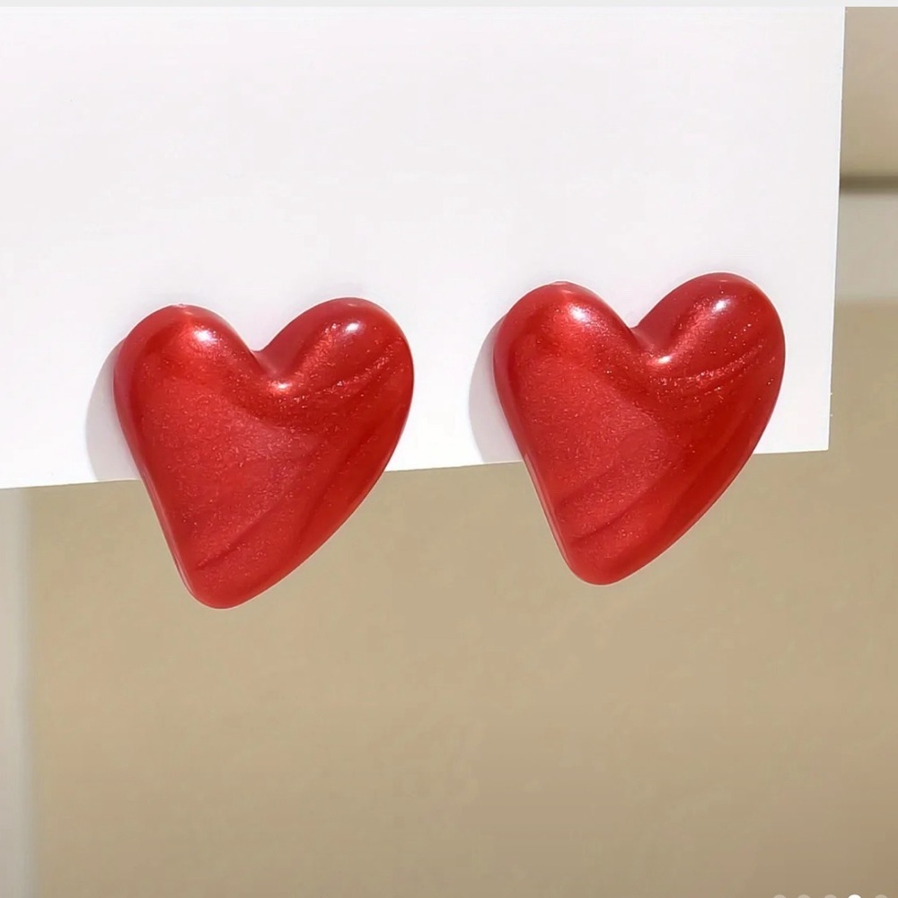 Red Heart-Shaped Earrings